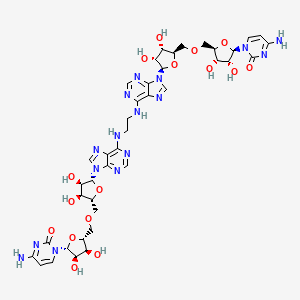molecular formula C40H50N16O16 B1216429 4-amino-1-[(2R,3R,4S,5R)-5-[[(2R,3S,4R,5R)-5-[6-[2-[[9-[(2R,3R,4S,5R)-5-[[(2R,3S,4R,5R)-5-(4-amino-2-oxopyrimidin-1-yl)-3,4-dihydroxyoxolan-2-yl]methoxymethyl]-3,4-dihydroxyoxolan-2-yl]purin-6-yl]amino]ethylamino]purin-9-yl]-3,4-dihydroxyoxolan-2-yl]methoxymethyl]-3,4-dihydroxyoxolan-2-yl]pyrimidin-2-one CAS No. 72507-33-6