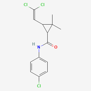 molecular formula C14H14Cl3NO B12164297 N-(4-chlorophenyl)-3-(2,2-dichloroethenyl)-2,2-dimethylcyclopropane-1-carboxamide 
