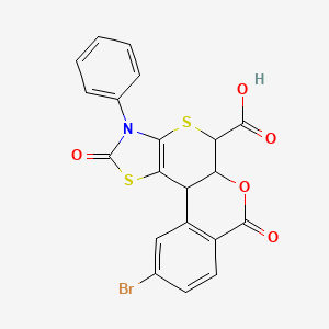 molecular formula C20H12BrNO5S2 B12164317 4-bromo-8,15-dioxo-14-phenyl-9-oxa-12,16-dithia-14-azatetracyclo[8.7.0.02,7.013,17]heptadeca-2(7),3,5,13(17)-tetraene-11-carboxylic acid 