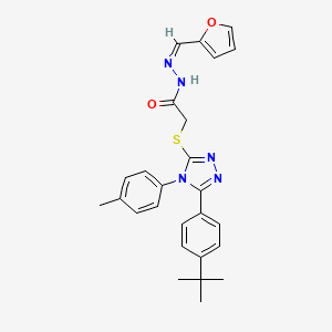molecular formula C26H27N5O2S B12164339 2-[[5-(4-tert-butylphenyl)-4-(4-methylphenyl)-1,2,4-triazol-3-yl]sulfanyl]-N-[(E)-furan-2-ylmethylideneamino]acetamide 
