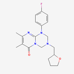 molecular formula C19H23FN4O2 B12164371 1-(4-fluorophenyl)-7,8-dimethyl-3-(tetrahydrofuran-2-ylmethyl)-1,2,3,4-tetrahydro-6H-pyrimido[1,2-a][1,3,5]triazin-6-one 