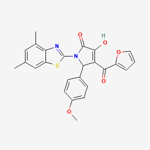 molecular formula C25H20N2O5S B12164497 (4E)-1-(4,6-dimethyl-1,3-benzothiazol-2-yl)-4-[furan-2-yl(hydroxy)methylidene]-5-(4-methoxyphenyl)pyrrolidine-2,3-dione 