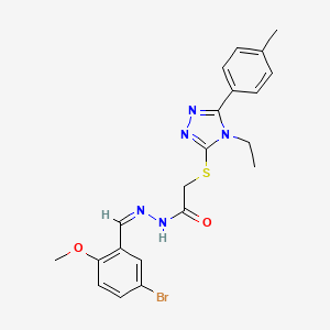 molecular formula C21H22BrN5O2S B12164538 N-[(E)-(5-bromo-2-methoxyphenyl)methylideneamino]-2-[[4-ethyl-5-(4-methylphenyl)-1,2,4-triazol-3-yl]sulfanyl]acetamide 