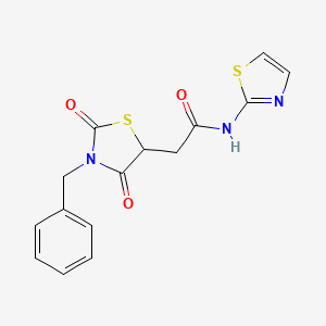molecular formula C15H13N3O3S2 B12164580 2-(3-benzyl-2,4-dioxo-1,3-thiazolidin-5-yl)-N-(1,3-thiazol-2-yl)acetamide 