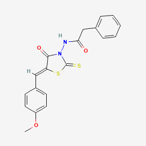 molecular formula C19H16N2O3S2 B12164698 N-[(5Z)-5-(4-methoxybenzylidene)-4-oxo-2-thioxo-1,3-thiazolidin-3-yl]-2-phenylacetamide 
