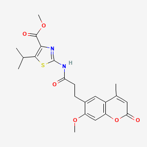 molecular formula C22H24N2O6S B12164716 methyl 2-{[3-(7-methoxy-4-methyl-2-oxo-2H-chromen-6-yl)propanoyl]amino}-5-(propan-2-yl)-1,3-thiazole-4-carboxylate 