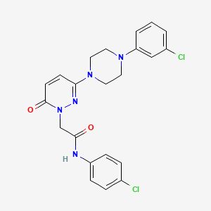 molecular formula C22H21Cl2N5O2 B12164728 N-(4-chlorophenyl)-2-(3-(4-(3-chlorophenyl)piperazin-1-yl)-6-oxopyridazin-1(6H)-yl)acetamide 