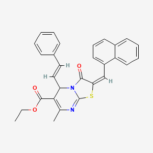 molecular formula C29H24N2O3S B12164786 ethyl (2E)-7-methyl-2-(naphthalen-1-ylmethylidene)-3-oxo-5-[(E)-2-phenylethenyl]-2,3-dihydro-5H-[1,3]thiazolo[3,2-a]pyrimidine-6-carboxylate 