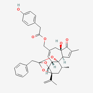 molecular formula C36H38O8 B1216488 [(1R,2R,6R,10S,11R,15R,17R)-13-benzyl-6-hydroxy-4,17-dimethyl-5-oxo-15-(prop-1-en-2-yl)-12,14,18-trioxapentacyclo[11.4.1.0^{1,10}.0^{2,6}.0^{11,15}]octadeca-3,8-dien-8-yl]methyl 2-(4-hydroxyphenyl)acetate 