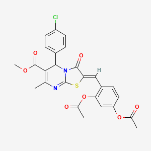 molecular formula C26H21ClN2O7S B12164927 methyl (2Z)-2-[2,4-bis(acetyloxy)benzylidene]-5-(4-chlorophenyl)-7-methyl-3-oxo-2,3-dihydro-5H-[1,3]thiazolo[3,2-a]pyrimidine-6-carboxylate 