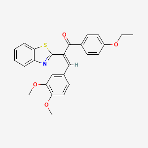 molecular formula C26H23NO4S B12164997 (2Z)-2-(1,3-benzothiazol-2-yl)-3-(3,4-dimethoxyphenyl)-1-(4-ethoxyphenyl)prop-2-en-1-one 