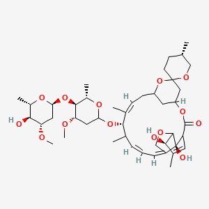 molecular formula C48H72O14 B1216503 (5'S,10Z,12S,14Z,16Z,21R,24S)-21,24-dihydroxy-12-[(4S,5S,6S)-5-[(2S,4S,5S,6S)-5-hydroxy-4-methoxy-6-methyloxan-2-yl]oxy-4-methoxy-6-methyloxan-2-yl]oxy-5',11,13,22-tetramethylspiro[3,7,19-trioxatetracyclo[15.6.1.14,8.020,24]pentacosa-10,14,16,22-tetraene-6,2'-oxane]-2-one CAS No. 73989-17-0