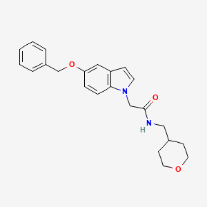 molecular formula C23H26N2O3 B12165040 2-[5-(benzyloxy)-1H-indol-1-yl]-N-(tetrahydro-2H-pyran-4-ylmethyl)acetamide 