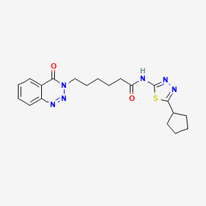 molecular formula C20H24N6O2S B12165072 N-(5-cyclopentyl-1,3,4-thiadiazol-2-yl)-6-(4-oxo-1,2,3-benzotriazin-3(4H)-yl)hexanamide 