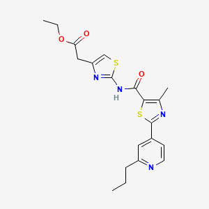 molecular formula C20H22N4O3S2 B12165076 Ethyl [2-({[4-methyl-2-(2-propylpyridin-4-yl)-1,3-thiazol-5-yl]carbonyl}amino)-1,3-thiazol-4-yl]acetate 