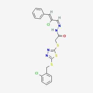 molecular formula C20H16Cl2N4OS3 B12165169 2-({5-[(2-chlorobenzyl)sulfanyl]-1,3,4-thiadiazol-2-yl}sulfanyl)-N'-[(1Z,2Z)-2-chloro-3-phenylprop-2-en-1-ylidene]acetohydrazide 