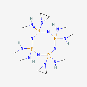 B1216519 1,3,5,7,2,4,6,8-Tetrazatetraphosphocine, 2,2,4,4,6,6,8,8-octahydro-2,6-bis(1-aziridinyl)-2,4,4,6,8,8-hexakis(methylamino)-, cis- CAS No. 96357-58-3
