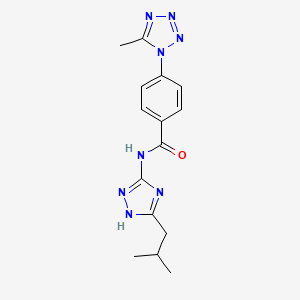 molecular formula C15H18N8O B12165191 N-[3-(2-methylpropyl)-1H-1,2,4-triazol-5-yl]-4-(5-methyl-1H-tetrazol-1-yl)benzamide 