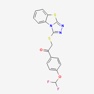 molecular formula C17H11F2N3O2S2 B12165206 1-[4-(Difluoromethoxy)phenyl]-2-([1,2,4]triazolo[3,4-b][1,3]benzothiazol-3-ylsulfanyl)ethanone 