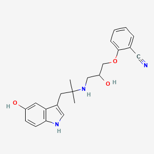 molecular formula C22H25N3O3 B1216522 2-(2-Hydroxy-3-{[1-(5-hydroxy-1h-indol-3-yl)-2-methylpropan-2-yl]amino}propoxy)benzonitrile CAS No. 99541-39-6