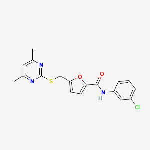 molecular formula C18H16ClN3O2S B12165225 N-(3-chlorophenyl)-5-{[(4,6-dimethylpyrimidin-2-yl)sulfanyl]methyl}furan-2-carboxamide 