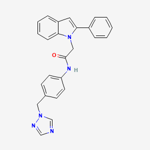 molecular formula C25H21N5O B12165237 2-(2-phenyl-1H-indol-1-yl)-N-[4-(1H-1,2,4-triazol-1-ylmethyl)phenyl]acetamide 