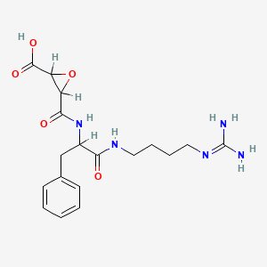 molecular formula C18H25N5O5 B1216526 3-[({1-[(4-Carbamimidamidobutyl)imino]-1-hydroxy-3-phenylpropan-2-yl}imino)(hydroxy)methyl]oxirane-2-carboxylato(2-) 
