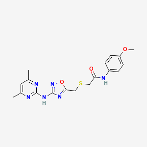 molecular formula C18H20N6O3S B12165303 2-[({3-[(4,6-dimethylpyrimidin-2-yl)amino]-1,2,4-oxadiazol-5-yl}methyl)sulfanyl]-N-(4-methoxyphenyl)acetamide 