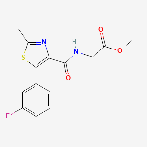 molecular formula C14H13FN2O3S B12165413 Methyl 2-(5-(3-fluorophenyl)-2-methylthiazole-4-carboxamido)acetate 