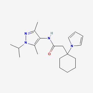 molecular formula C20H30N4O B12165447 N-[3,5-dimethyl-1-(propan-2-yl)-1H-pyrazol-4-yl]-2-[1-(1H-pyrrol-1-yl)cyclohexyl]acetamide 