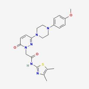 molecular formula C22H26N6O3S B12165460 N-[(2Z)-4,5-dimethyl-1,3-thiazol-2(3H)-ylidene]-2-{3-[4-(4-methoxyphenyl)piperazin-1-yl]-6-oxopyridazin-1(6H)-yl}acetamide 