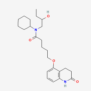 B1216548 N-cyclohexyl-N-(2-hydroxybutyl)-5-[(2-oxo-3,4-dihydro-1H-quinolin-5-yl)oxy]pentanamide CAS No. 89332-49-0