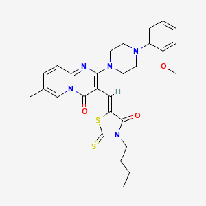 molecular formula C28H31N5O3S2 B12165502 3-[(Z)-(3-butyl-4-oxo-2-thioxo-1,3-thiazolidin-5-ylidene)methyl]-2-[4-(2-methoxyphenyl)piperazin-1-yl]-7-methyl-4H-pyrido[1,2-a]pyrimidin-4-one 