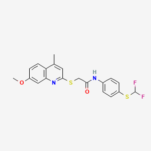 molecular formula C20H18F2N2O2S2 B12165543 N-{4-[(difluoromethyl)sulfanyl]phenyl}-2-[(7-methoxy-4-methylquinolin-2-yl)sulfanyl]acetamide 