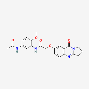 molecular formula C22H22N4O5 B12165558 N-[5-(acetylamino)-2-methoxyphenyl]-2-[(9-oxo-1,2,3,9-tetrahydropyrrolo[2,1-b]quinazolin-7-yl)oxy]acetamide 