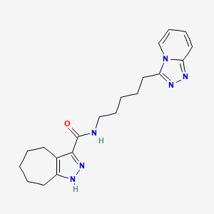 molecular formula C20H26N6O B12165614 N-[5-([1,2,4]triazolo[4,3-a]pyridin-3-yl)pentyl]-2,4,5,6,7,8-hexahydrocyclohepta[c]pyrazole-3-carboxamide 