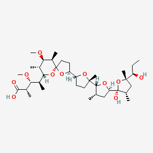 molecular formula C37H64O11 B1216564 (2S,3R,4S)-4-[(3S,5R,6R,7R,8R,9S)-3-[(2R,5S)-5-[(2R,3S,5R)-5-[(2S,3S,5S)-2-hydroxy-5-[(1R)-1-hydroxypropyl]-3,5-dimethyl-tetrahydrofuran-2-yl]-3-methyl-tetrahydrofuran-2-yl]-5-methyl-tetrahydrofuran-2-yl]-7-methoxy-6,8-dimethyl-4,10-dioxaspiro[4.5]decan-9-yl]-3-methoxy-2-methyl-pentanoic acid 
