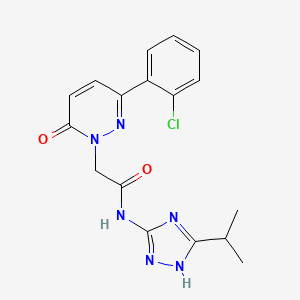 molecular formula C17H17ClN6O2 B12165653 2-[3-(2-chlorophenyl)-6-oxopyridazin-1(6H)-yl]-N-[3-(propan-2-yl)-1H-1,2,4-triazol-5-yl]acetamide 
