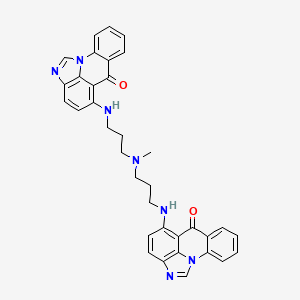 molecular formula C35H31N7O2 B1216566 10-[3-[Methyl-[3-[(8-oxo-1,14-diazatetracyclo[7.6.1.02,7.013,16]hexadeca-2,4,6,9,11,13(16),14-heptaen-10-yl)amino]propyl]amino]propylamino]-1,14-diazatetracyclo[7.6.1.02,7.013,16]hexadeca-2,4,6,9,11,13(16),14-heptaen-8-one CAS No. 164672-54-2