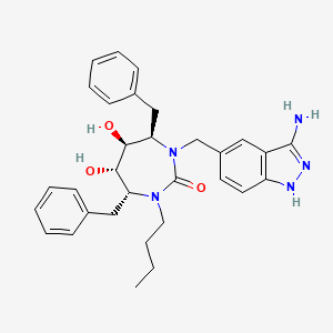 molecular formula C31H37N5O3 B1216569 (4R,5S,6S,7R)-1-[(3-amino-1H-indazol-5-yl)methyl]-4,7-dibenzyl-3-butyl-5,6-dihydroxy-1,3-diazepan-2-one CAS No. 188978-02-1