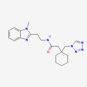 molecular formula C20H27N7O B12165767 N-[2-(1-methyl-1H-1,3-benzimidazol-2-yl)ethyl]-2-[1-(1H-1,2,3,4-tetraazol-1-ylmethyl)cyclohexyl]acetamide 