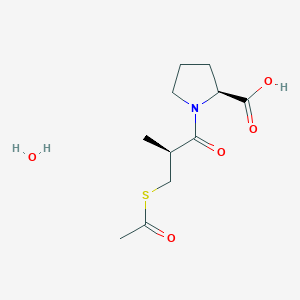 molecular formula C11H16NO4S- B121658 (S)-1-((S)-3-(Acetylthio)-2-methylpropanoyl)pyrrolidine-2-carboxylic acid CAS No. 64838-55-7