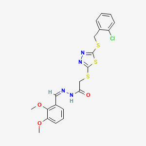 molecular formula C20H19ClN4O3S3 B12165869 2-[[5-[(2-chlorophenyl)methylsulfanyl]-1,3,4-thiadiazol-2-yl]sulfanyl]-N-[(E)-(2,3-dimethoxyphenyl)methylideneamino]acetamide 