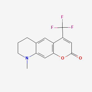 molecular formula C14H12F3NO2 B1216587 2H-Pyrano[3,2-g]quinolin-2-one, 6,7,8,9-tetrahydro-9-methyl-4-(trifluoromethyl)- CAS No. 53518-19-7