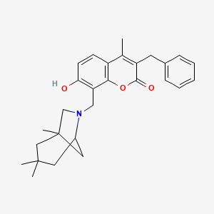 molecular formula C28H33NO3 B12165877 3-benzyl-7-hydroxy-4-methyl-8-[(1,3,3-trimethyl-6-azabicyclo[3.2.1]oct-6-yl)methyl]-2H-chromen-2-one 