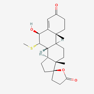 molecular formula C23H32O4S B1216596 6-Hydroxy-10,13-dimethyl-7-(methylsulfanyl)-1,6,7,8,9,10,11,12,13,14,15,16-dodecahydrospiro[cyclopenta[a]phenanthrene-17,2'-oxolane]-3,5'(2H)-dione 