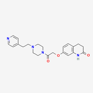 molecular formula C22H26N4O3 B12166153 2-[(2-Hydroxy-3,4-dihydroquinolin-7-yl)oxy]-1-{4-[2-(pyridin-4-yl)ethyl]piperazin-1-yl}ethanone 