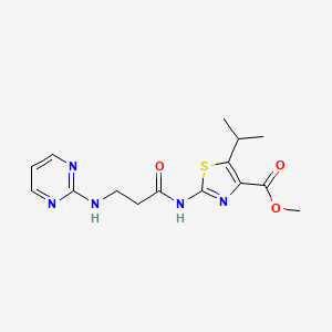 molecular formula C15H19N5O3S B12166246 Methyl 5-isopropyl-2-(3-(pyrimidin-2-ylamino)propanamido)thiazole-4-carboxylate 