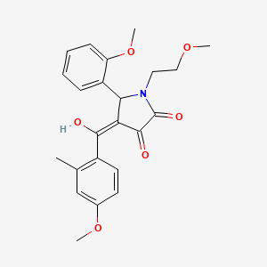molecular formula C23H25NO6 B12166284 (4E)-4-[hydroxy(4-methoxy-2-methylphenyl)methylidene]-1-(2-methoxyethyl)-5-(2-methoxyphenyl)pyrrolidine-2,3-dione 