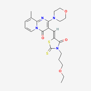 molecular formula C22H26N4O4S2 B12166289 3-{(Z)-[3-(3-ethoxypropyl)-4-oxo-2-thioxo-1,3-thiazolidin-5-ylidene]methyl}-9-methyl-2-(morpholin-4-yl)-4H-pyrido[1,2-a]pyrimidin-4-one 